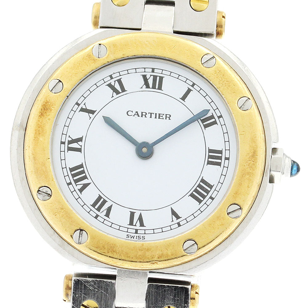 CARTIER Santos Round SM 84038288 YG2 tone white Dial Quartz Ladies Watch_883014