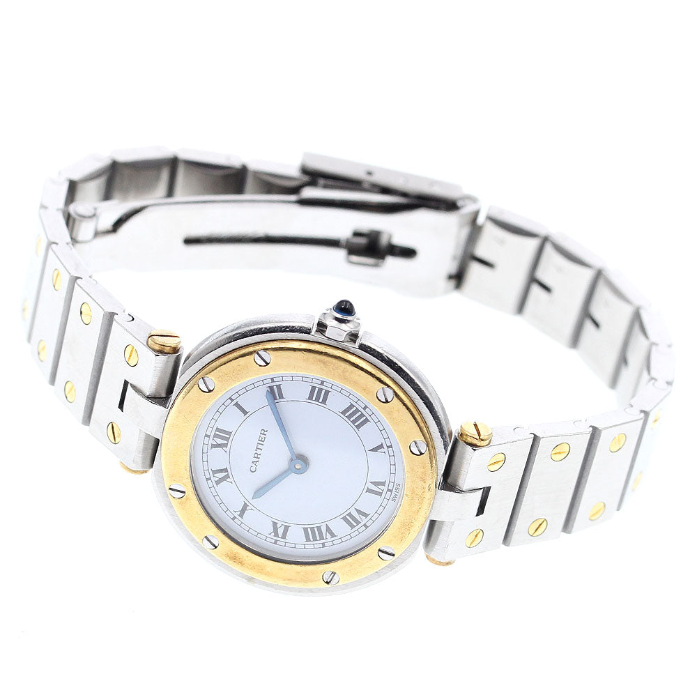 CARTIER Santos Round SM 84038288 YG2 tone white Dial Quartz Ladies Watch_883014