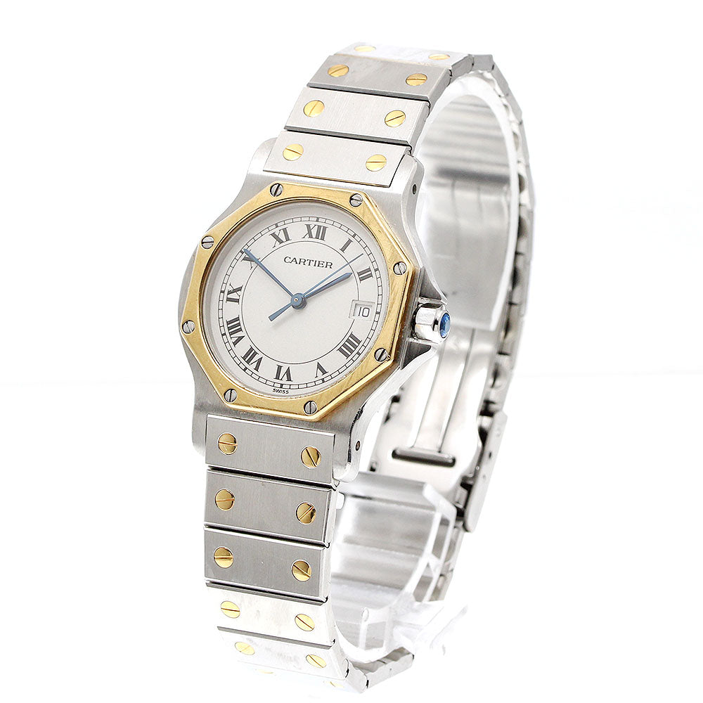 CARTIER Santos Octagon LM W2001583 Date beige Dial Quartz Men's Watch_883099