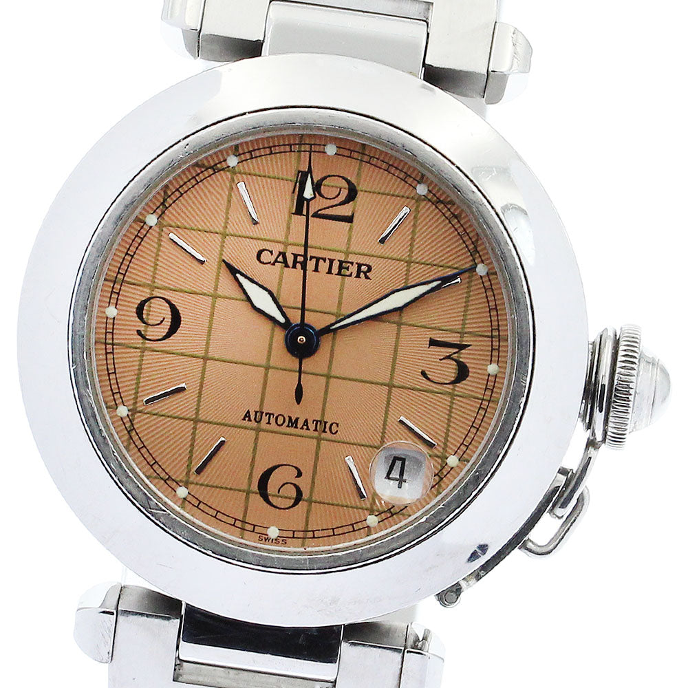 CARTIER Pasha C W31024M7 Date Orange Dial Automatic Boy's Watch_883137