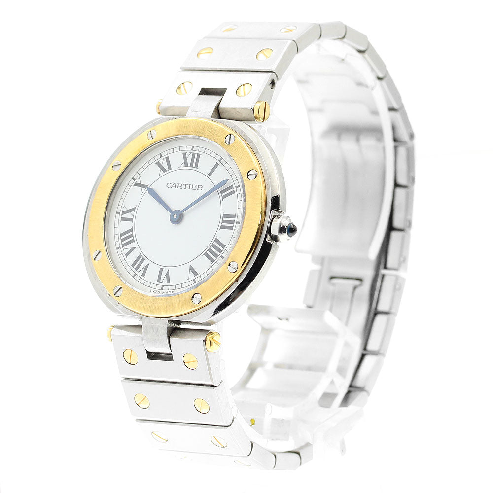 CARTIER Santos Round LM 2 tone white Dial Quartz Men's Watch_883201