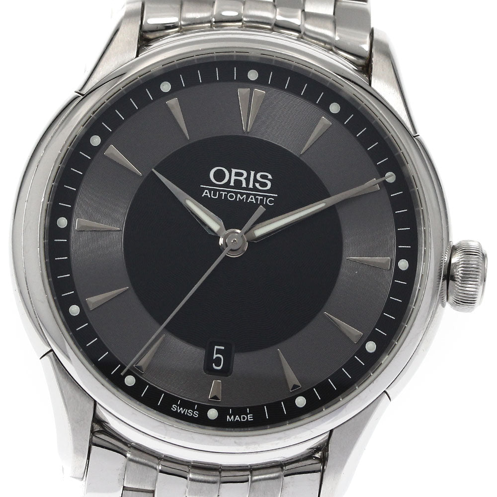 ORIS Artelier 01 733 7591 4054 Date Black Grey Dial Automatic Men's Watch_883223