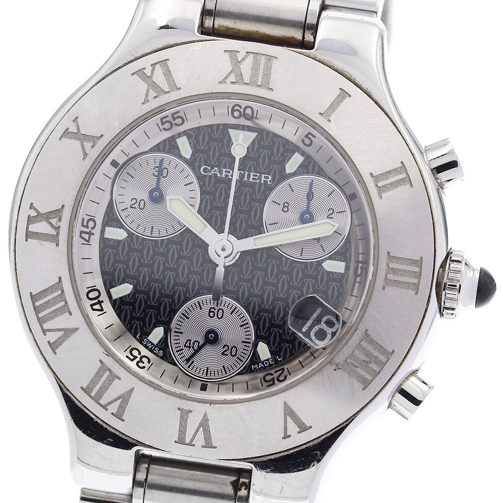 CARTIER CHRONOSCAPH W10172T2 Date black Dial Quartz Men's Watch_883241