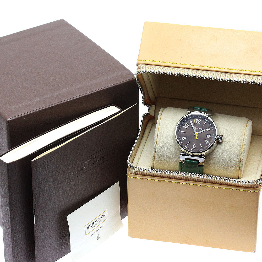 LOUIS VUITTON Tambour Q1311 Date Brown Dial Quartz Ladies Watch_883291