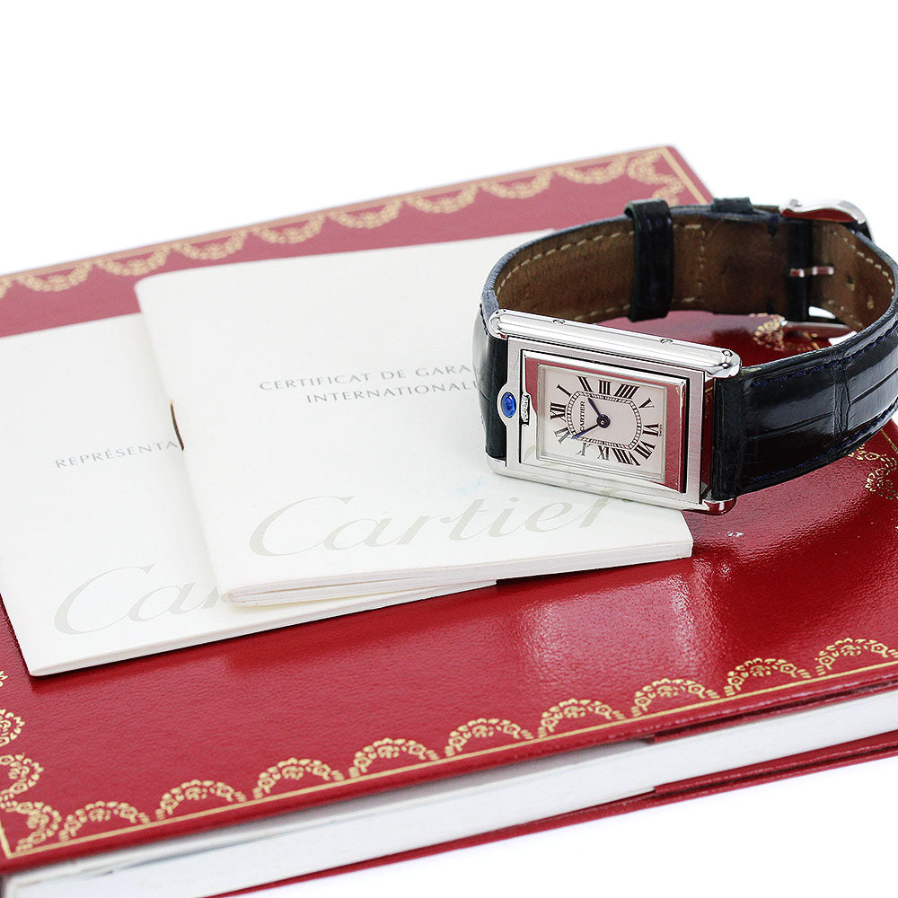 CARTIER Tank bath currant SM W1011158 beige Dial Quartz Ladies Watch_883370