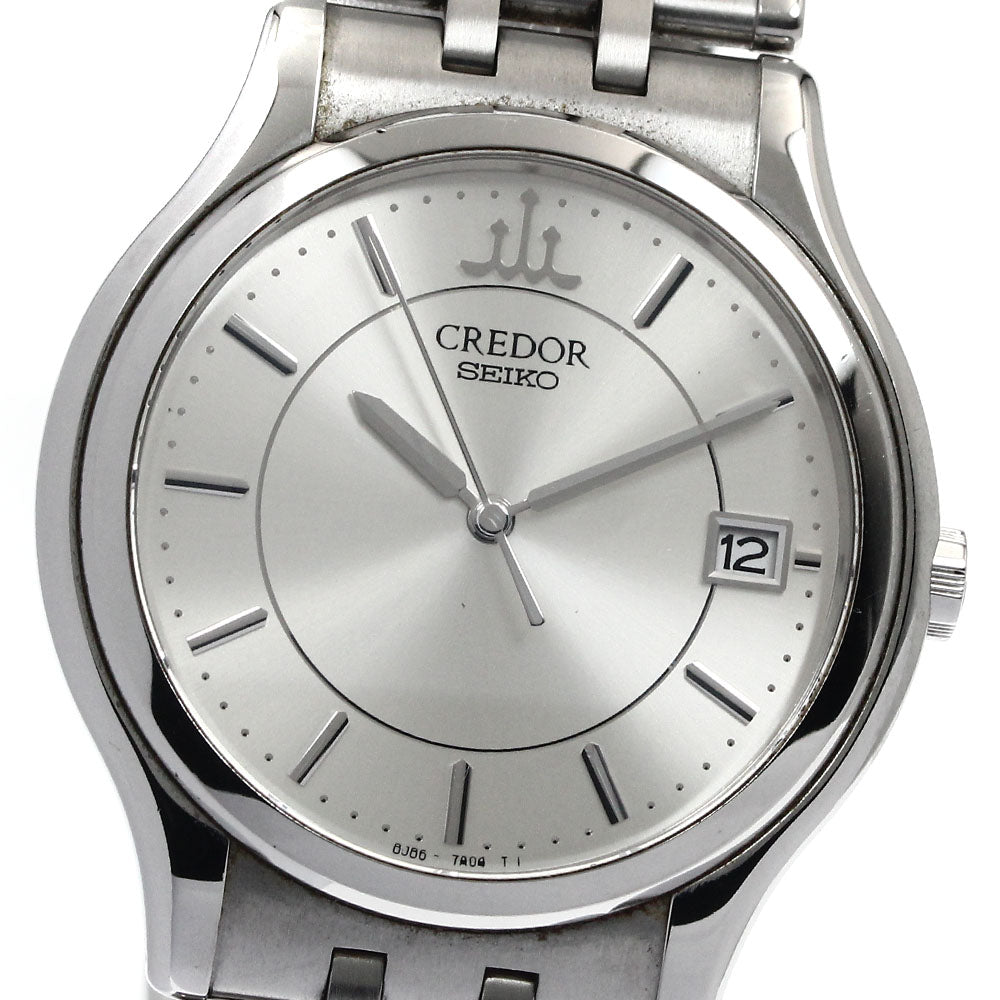 SEIKO CREDOR GCAZ009/8J86-7A00 Date Silver Dial Quartz Men's Watch_878377