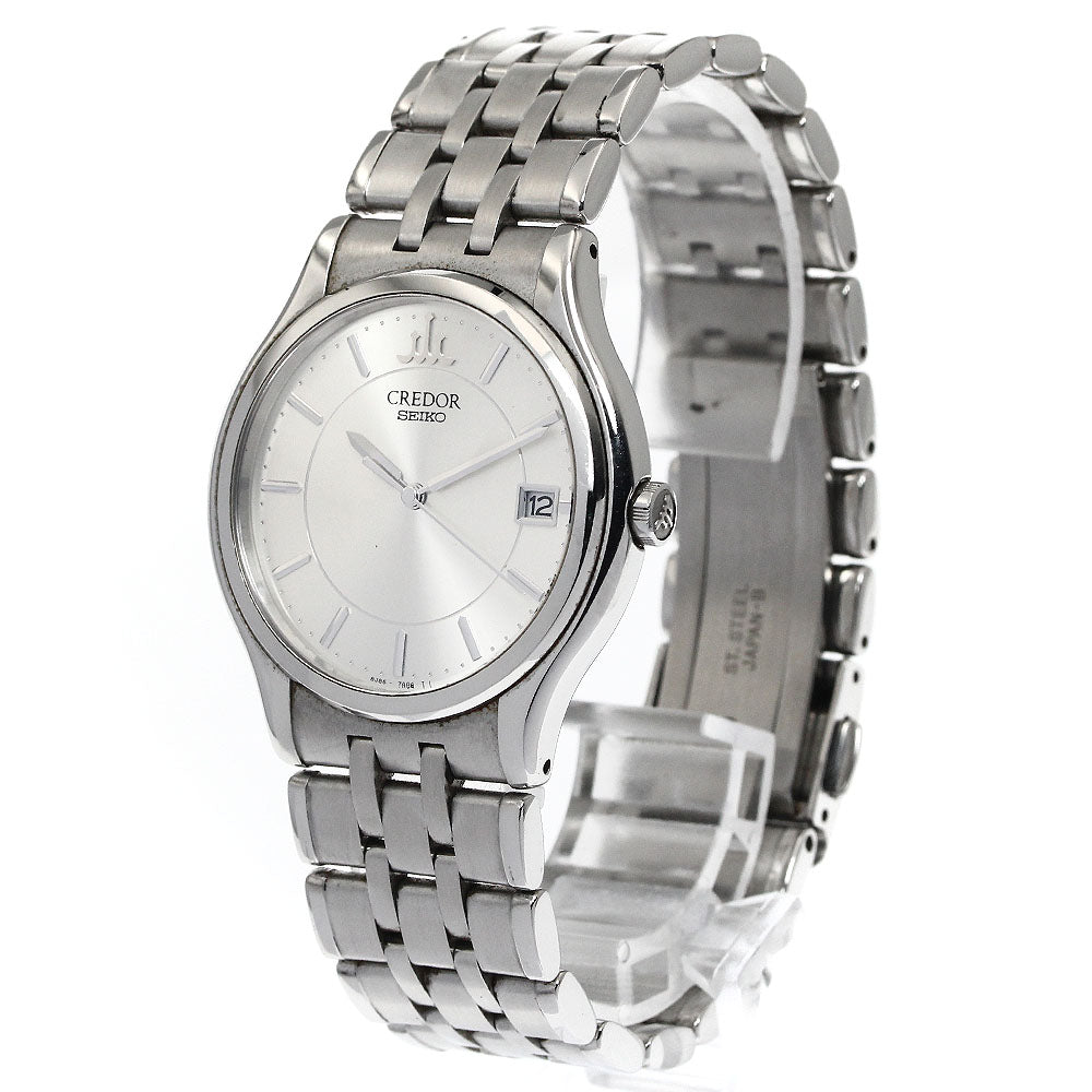 SEIKO CREDOR GCAZ009/8J86-7A00 Date Silver Dial Quartz Men's Watch_878377
