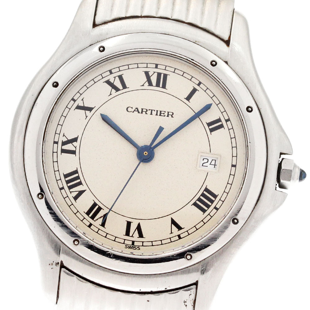 CARTIER PANTHERE Cougar LM W35011F8 Date beige Dial Quartz Boy's Watch_883445