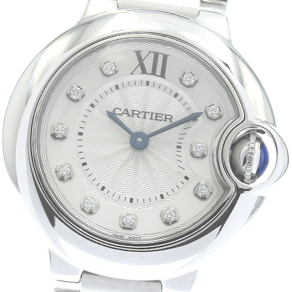 CARTIER Baron blue SM WE902073 11P diamond Silver Dial Quartz Ladies_883493