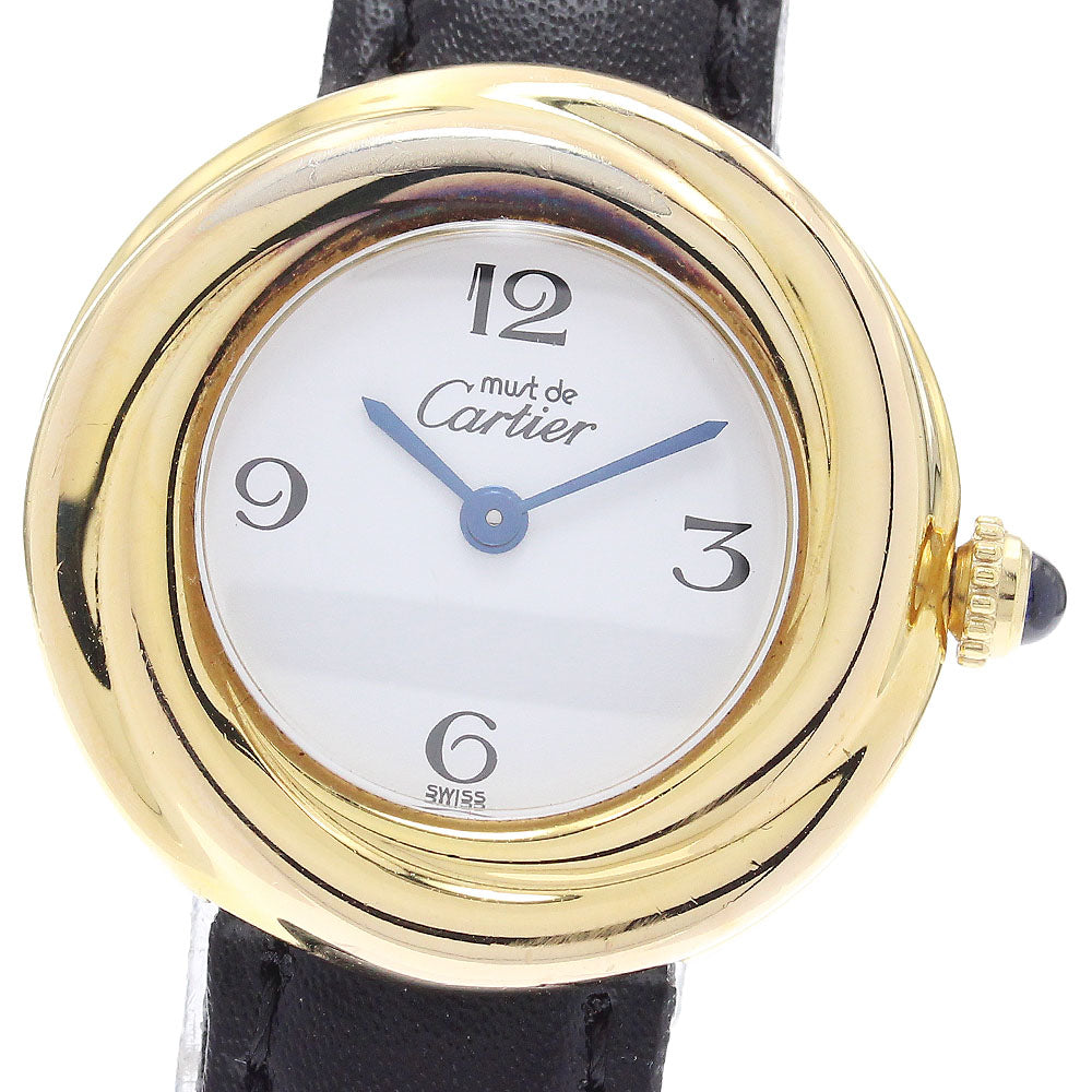 CARTIER Must Trinity W1010844 SV925 Vermeil white Dial Quartz Ladies_883565