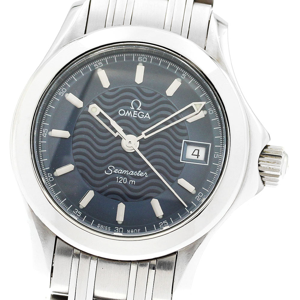 OMEGA Seamaster120 2571.81 Date Navy Dial Quartz Ladies Watch_883586