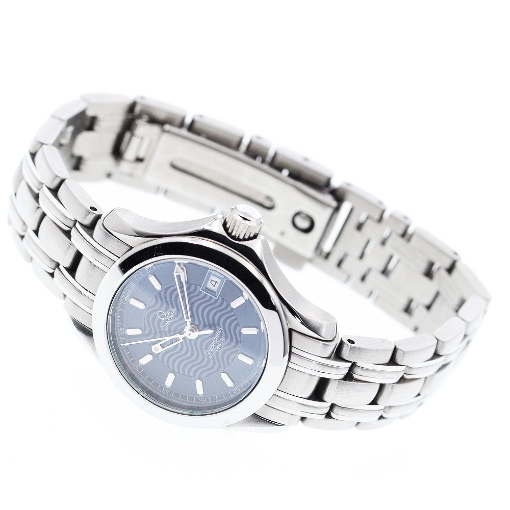 OMEGA Seamaster120 2571.81 Date Navy Dial Quartz Ladies Watch_883586