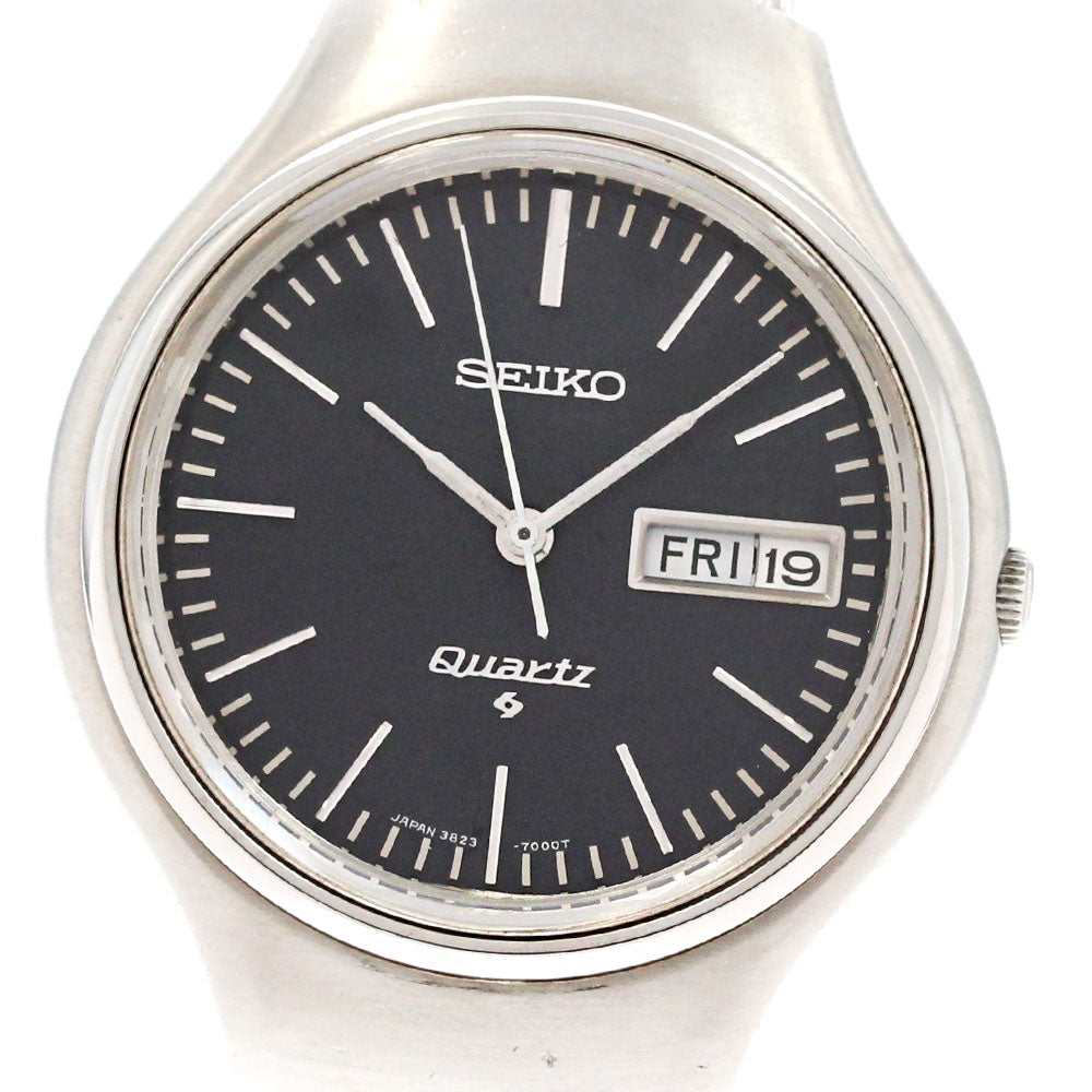 SEIKO 3823-7000 Day date black Dial Quartz Men's Watch_883604