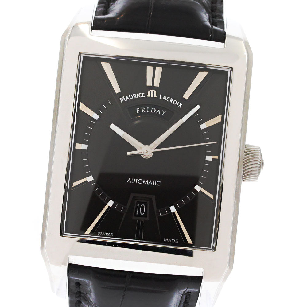 MAURICE LACROIX Pontos Rectangular PT6237-SS001-33E Day date black Dial Automatic Men's Watch_883692