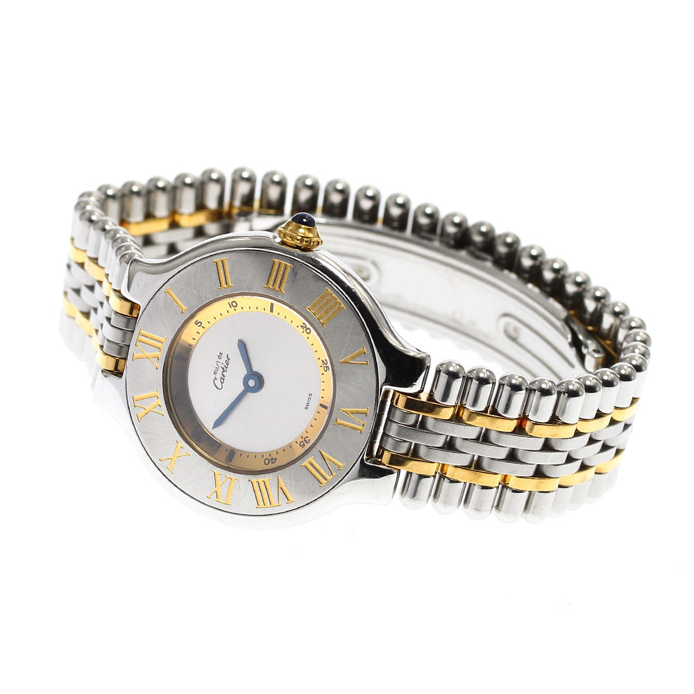 CARTIER Must21 W10073F4 Silver / Gold Dial Quartz Ladies Watch_883695