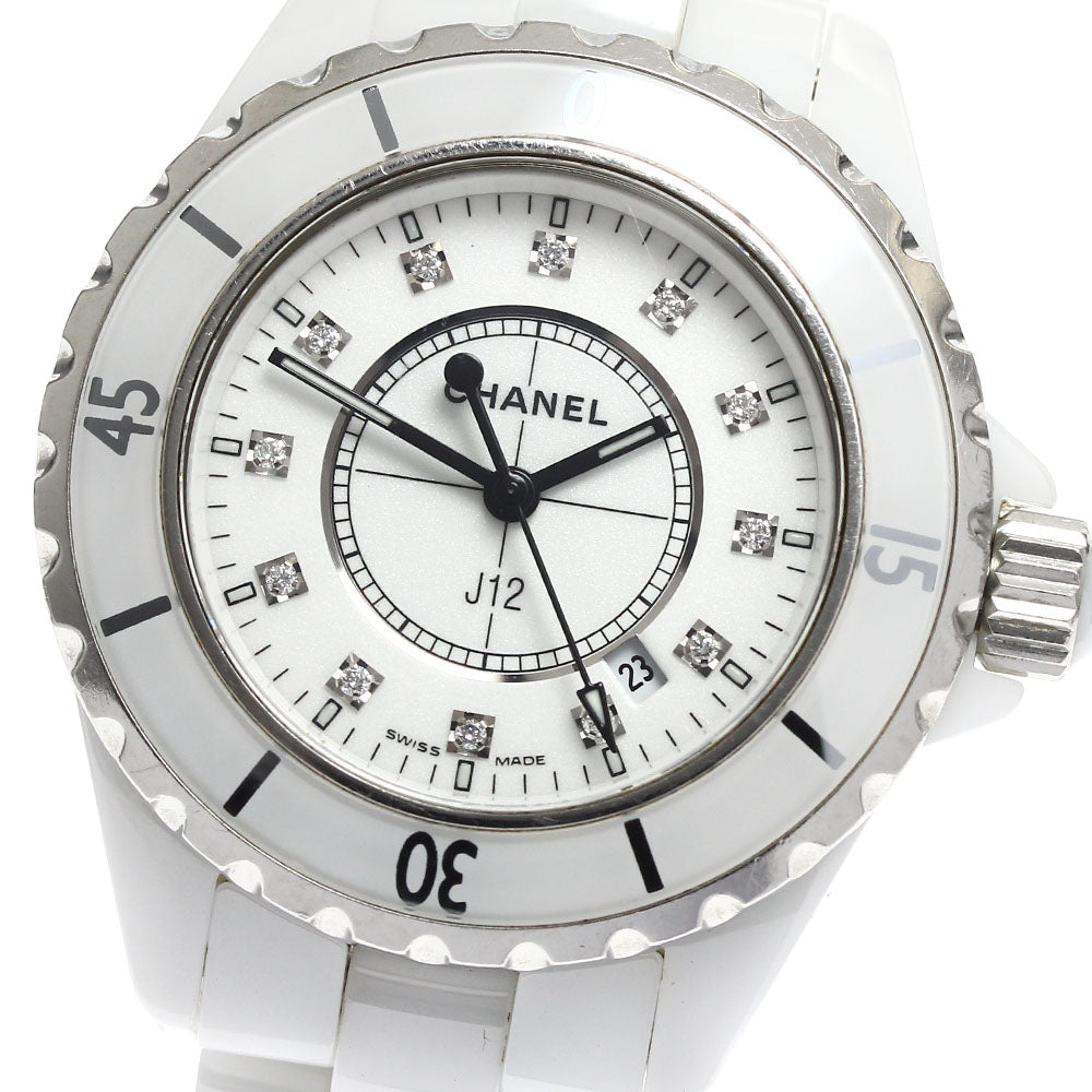 CHANEL J12 H1628 White ceramic 12P diamond white Dial Quartz Ladies Watch_883730