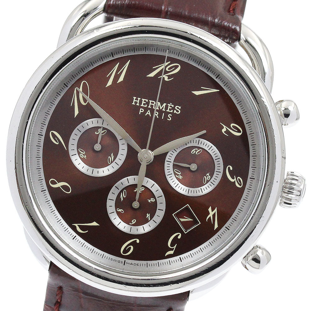 HERMES Arceau AR4.910 Chronograph Brown Dial Automatic Men's Watch_883755