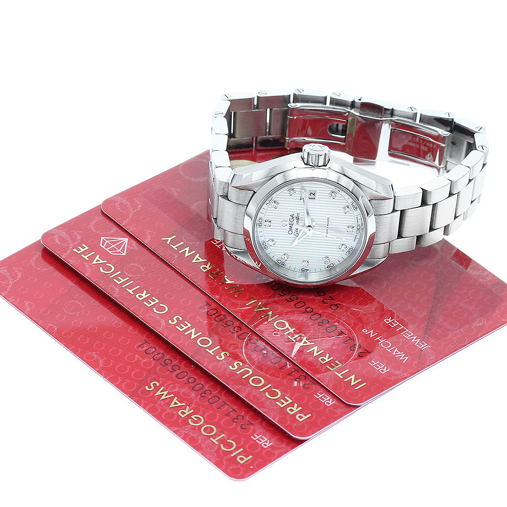 OMEGA Seamaster Aqua Terra 231.10.30.60.55.001 11P Diamond Date White shell Dial Quartz Ladies Watch_883941