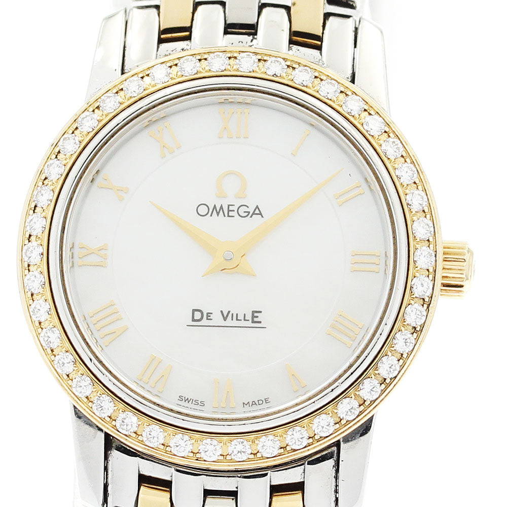 OMEGA De Ville Prestige 4375.71 Diamond Bezel White shell Dial Quartz Ladies Watch_883962