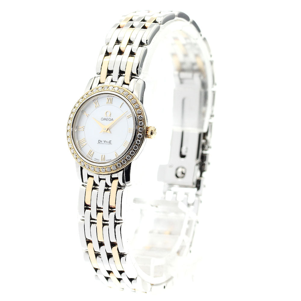OMEGA De Ville Prestige 4375.71 Diamond Bezel White shell Dial Quartz Ladies Watch_883962