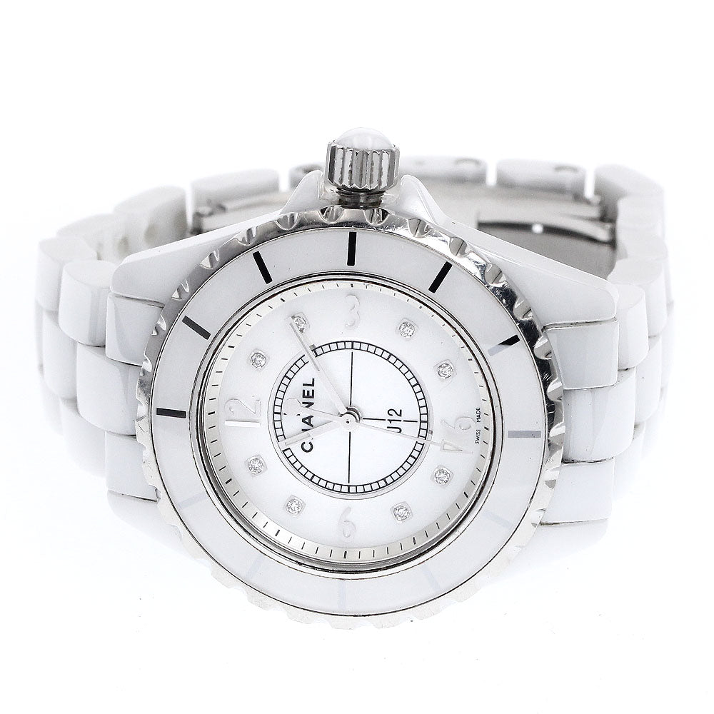 CHANEL J12 33mm H2422 White ceramic 8P diamond White shell Dial Quartz Ladies Watch_883998