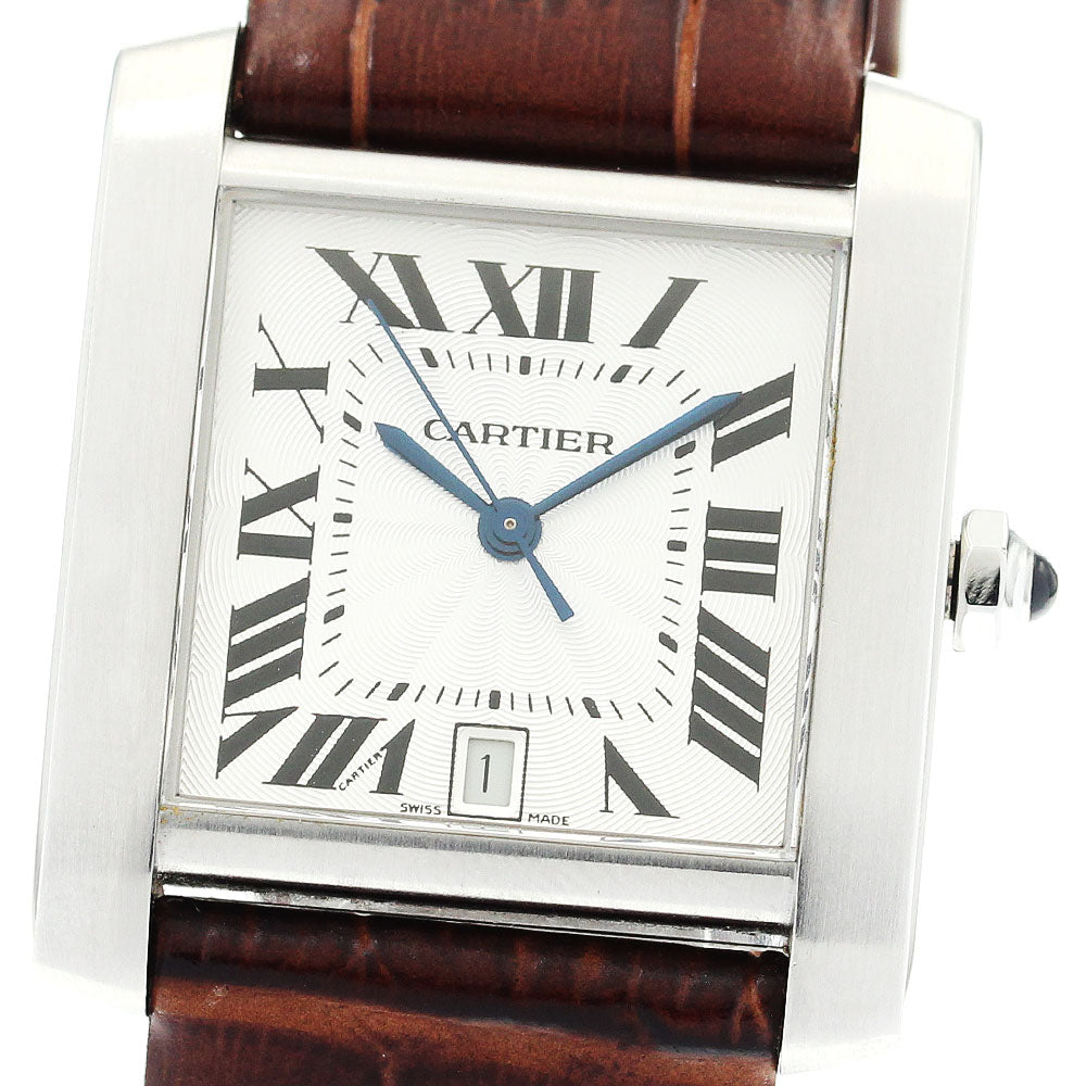 CARTIER Tank francaise LM W51002Q3 Date Silver Dial Automatic Men's Watch_884097