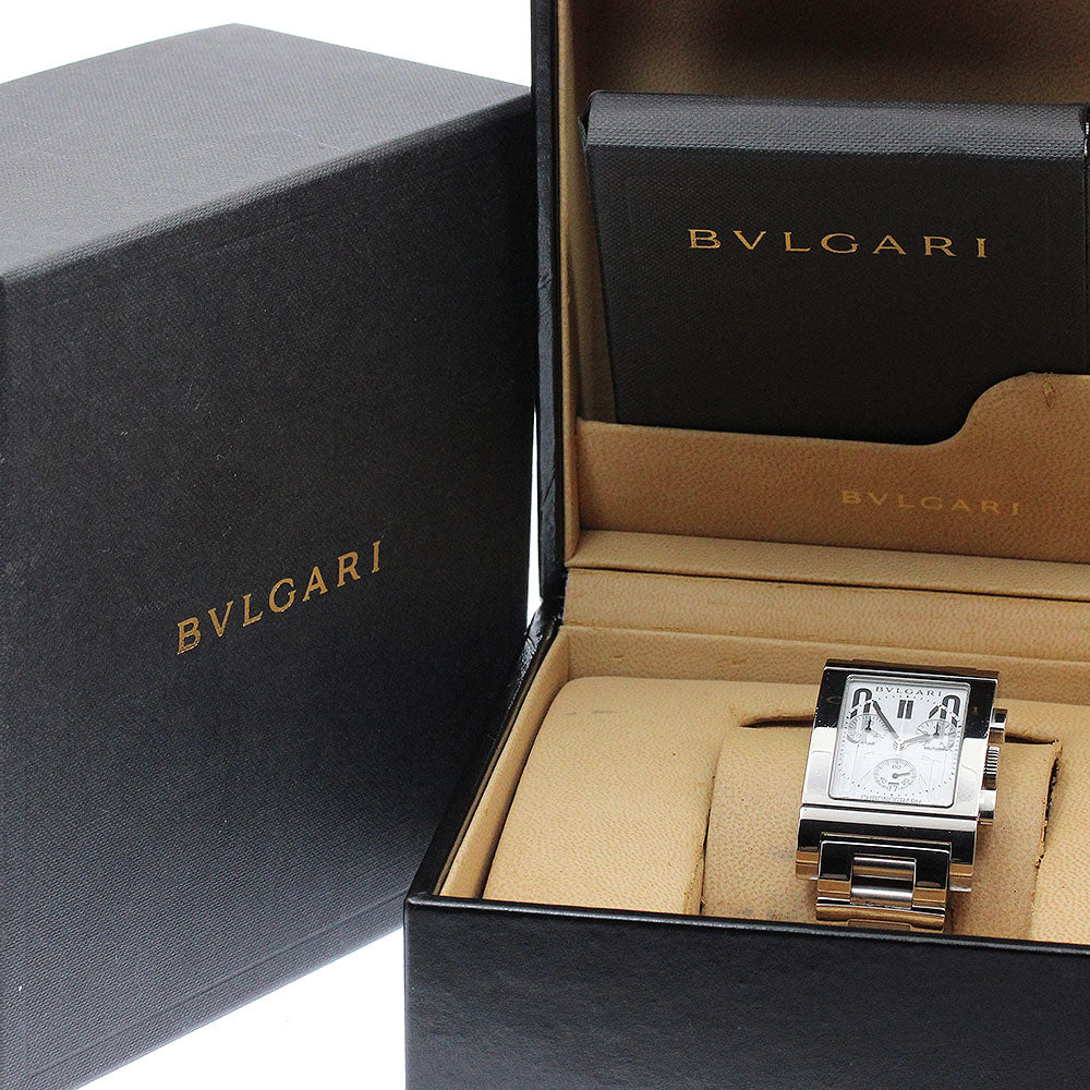 BVLGARI Rettangolo RTC49S Date Chronograph White Dial Quartz Men's Watch_884169