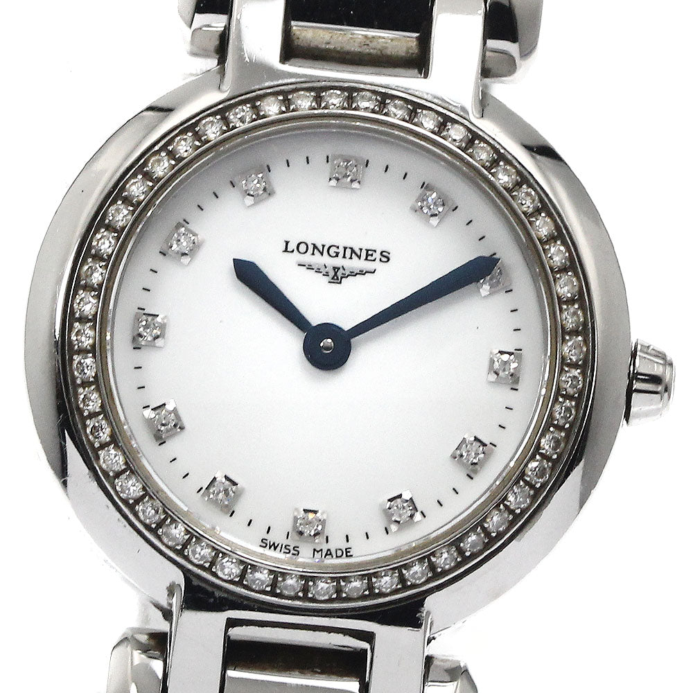 LONGINES Primalna L8.109.0 12P diamond bezel White shell Dial Quartz Ladies Watch_884238