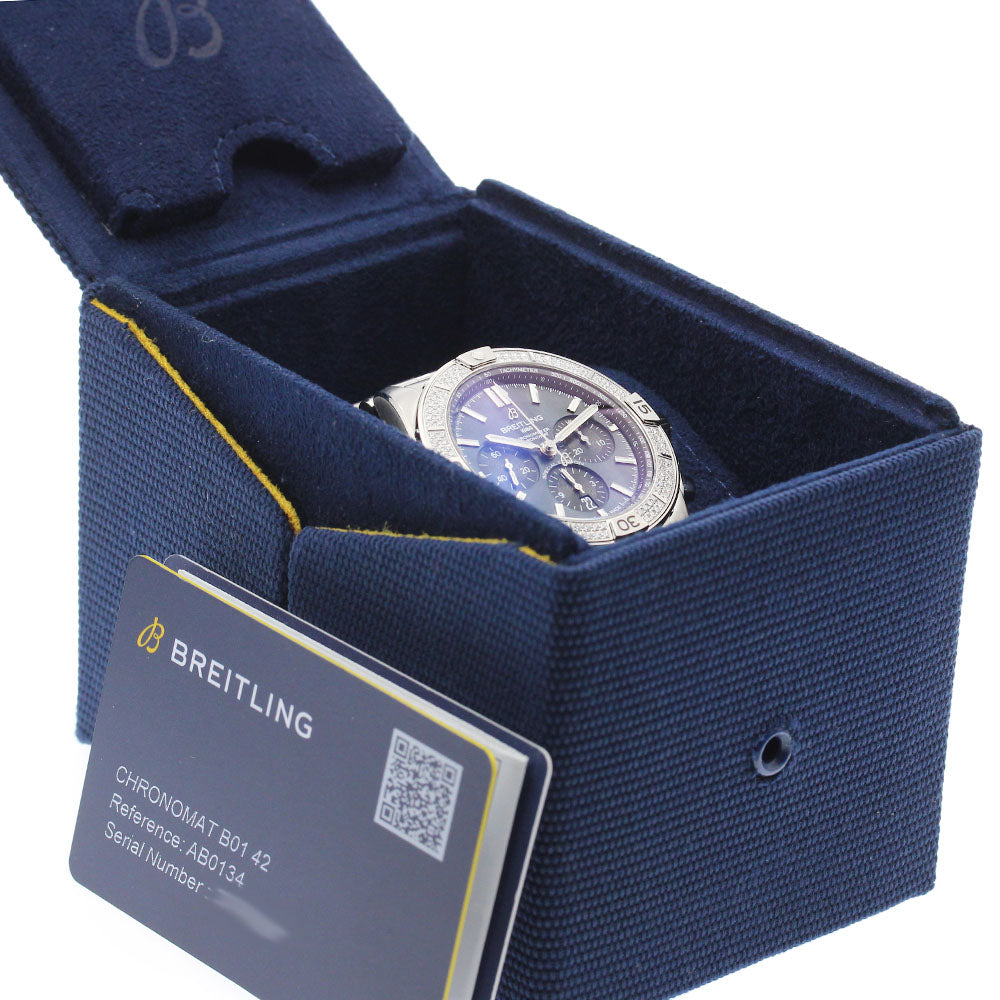 BREITLING Chronomat B01 42 AB0134 Diamond bezel Japan exclusive Black shell Dial Automatic Men's Watch_884323
