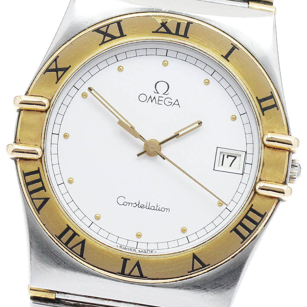 OMEGA Constellation YG bezel harf bar date white Dial Quartz Men's Watch_884344