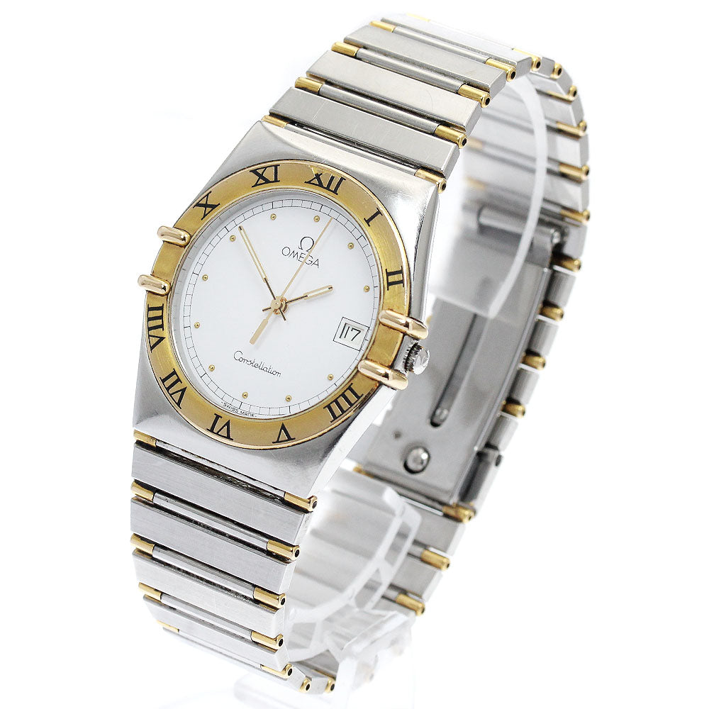 OMEGA Constellation YG bezel harf bar date white Dial Quartz Men's Watch_884344