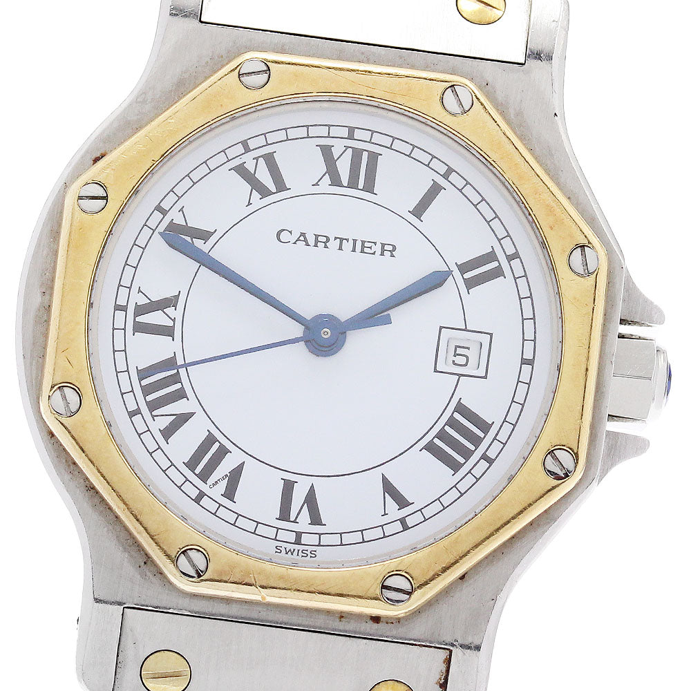 CARTIER Santos Octagon LM YG2 tone white Dial Automatic Men's Watch_884378