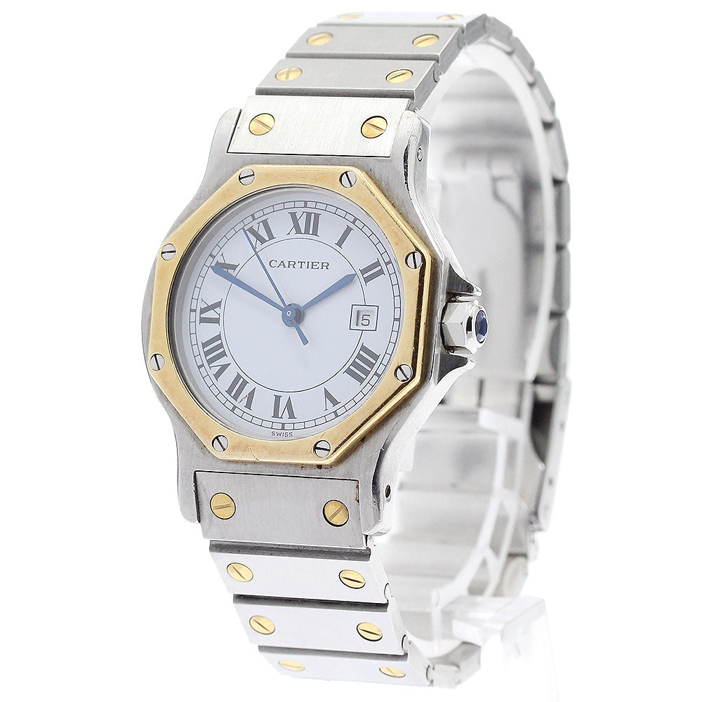 CARTIER Santos Octagon LM YG2 tone white Dial Automatic Men's Watch_884378