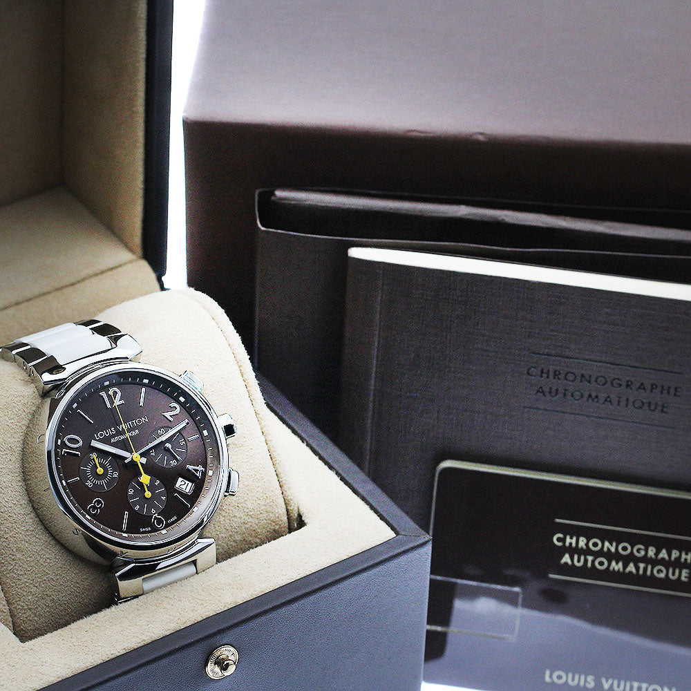 LOUIS VUITTON Tambour Q1121 Chronograph Brown Dial Automatic Men's Watch_884468