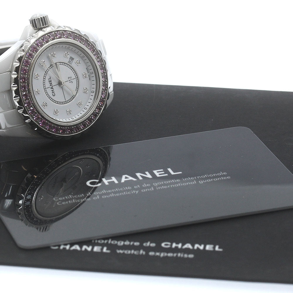 CHANEL J12 H2010 Pink sapphire bezel 12P diamond Quartz Ladies Watch_884494