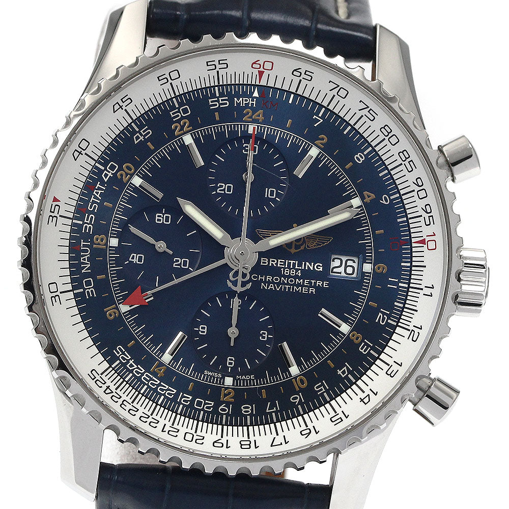 BREITLING Navitimer World A24322 Chronograph GMT Navy Dial Automatic Men's Watch_884533