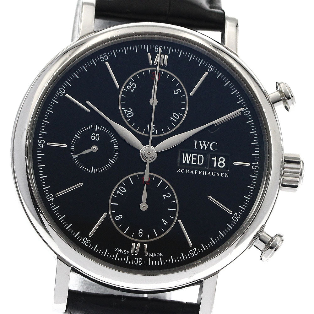 IWC SCHAFFHAUSEN Portofino IW391002 Chronograph day date black Dial Automatic Men's Watch_884546
