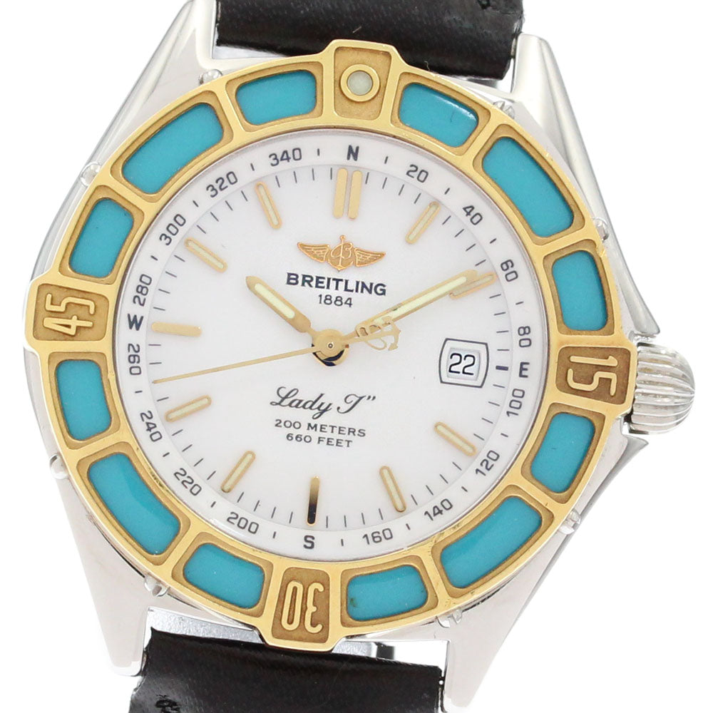 BREITLING Lady J D52065 Date YG bezel white Dial Quartz Ladies Watch_884549