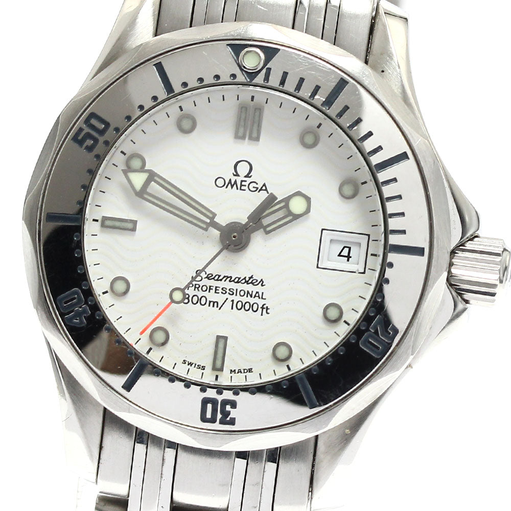 OMEGA Seamaster300 2582.20 Date white Dial Quartz Ladies Watch_884559