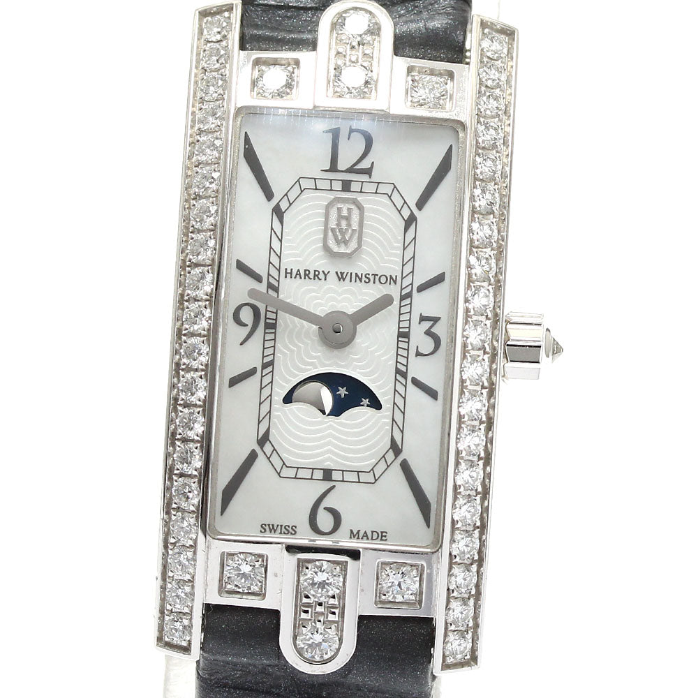 HARRY WINSTON Avenue C AVCQMP16WW001 K18WG diamond bezel White shell Dial Quartz Ladies Watch_884565
