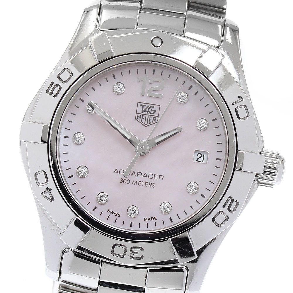 TAG HEUER Aqua racer WAF141A.BA0813 10P diamond date Pink shell Dial Quartz Ladies Watch_884680