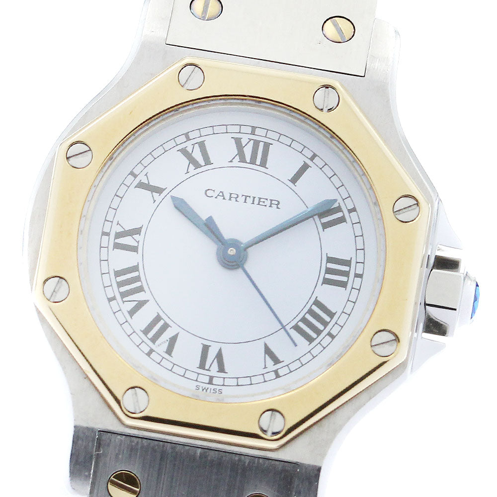 CARTIER Santos Octagon SM YG2 tone White Dial Automatic Ladies Watch_884856