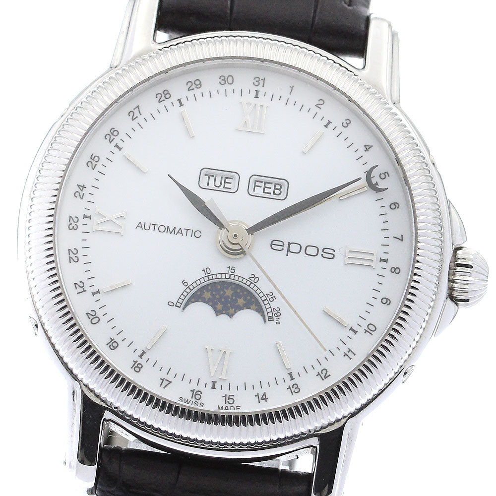 EPOS round 3191 Triple calendar moon phase white Dial Automatic Men's Watch_884926