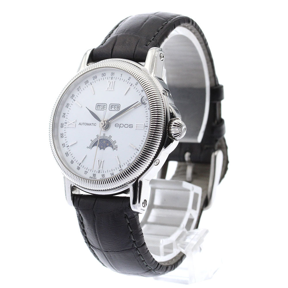 EPOS round 3191 Triple calendar moon phase white Dial Automatic Men's Watch_884926
