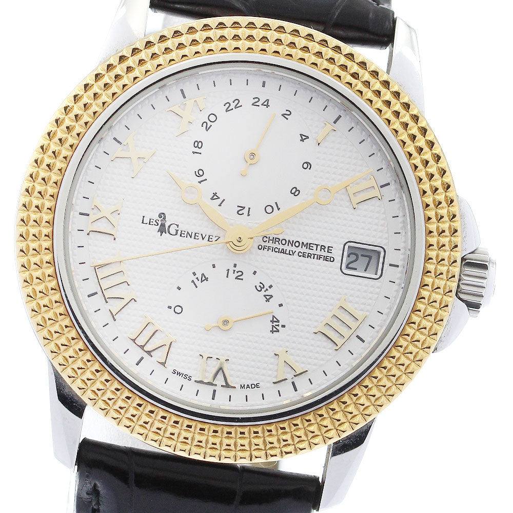 LES GENEVEZ 81005 Power reserve GMT Silver Dial Automatic Men's Watch_884963
