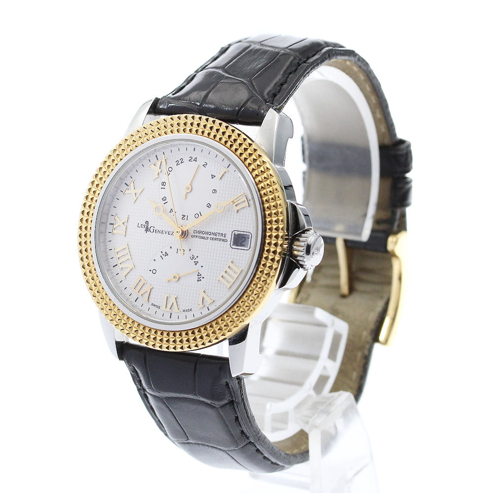 LES GENEVEZ 81005 Power reserve GMT Silver Dial Automatic Men's Watch_884963