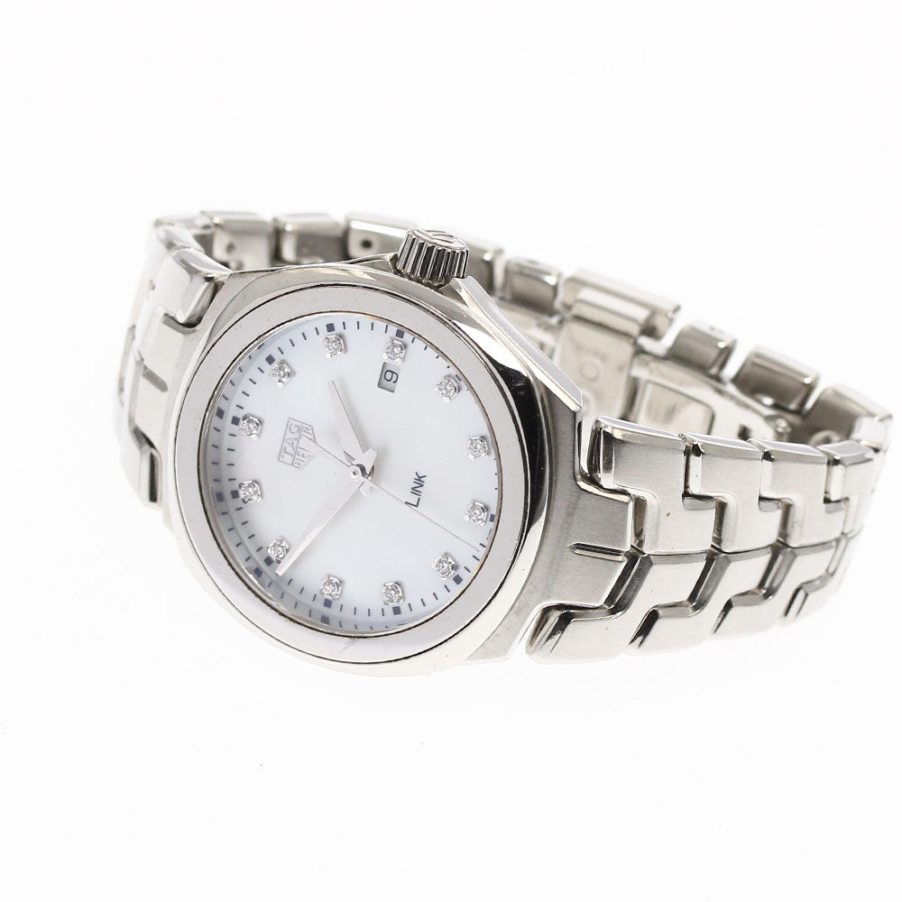 TAG HEUER Link WBC1312 12P diamond date White shell Dial Quartz Ladies _885007