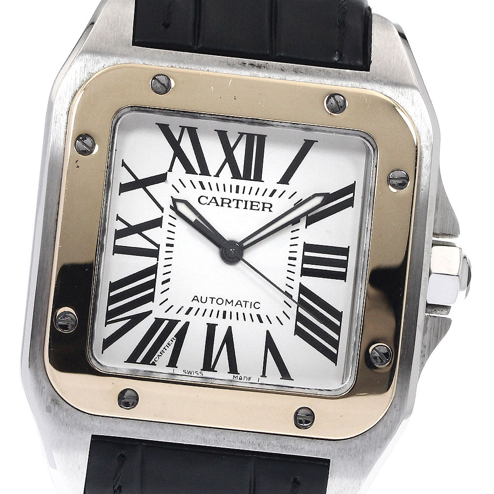 CARTIER Santos 100 LM W20072X7 K18YGBezel Silver Dial Automatic Men's Watch_885043