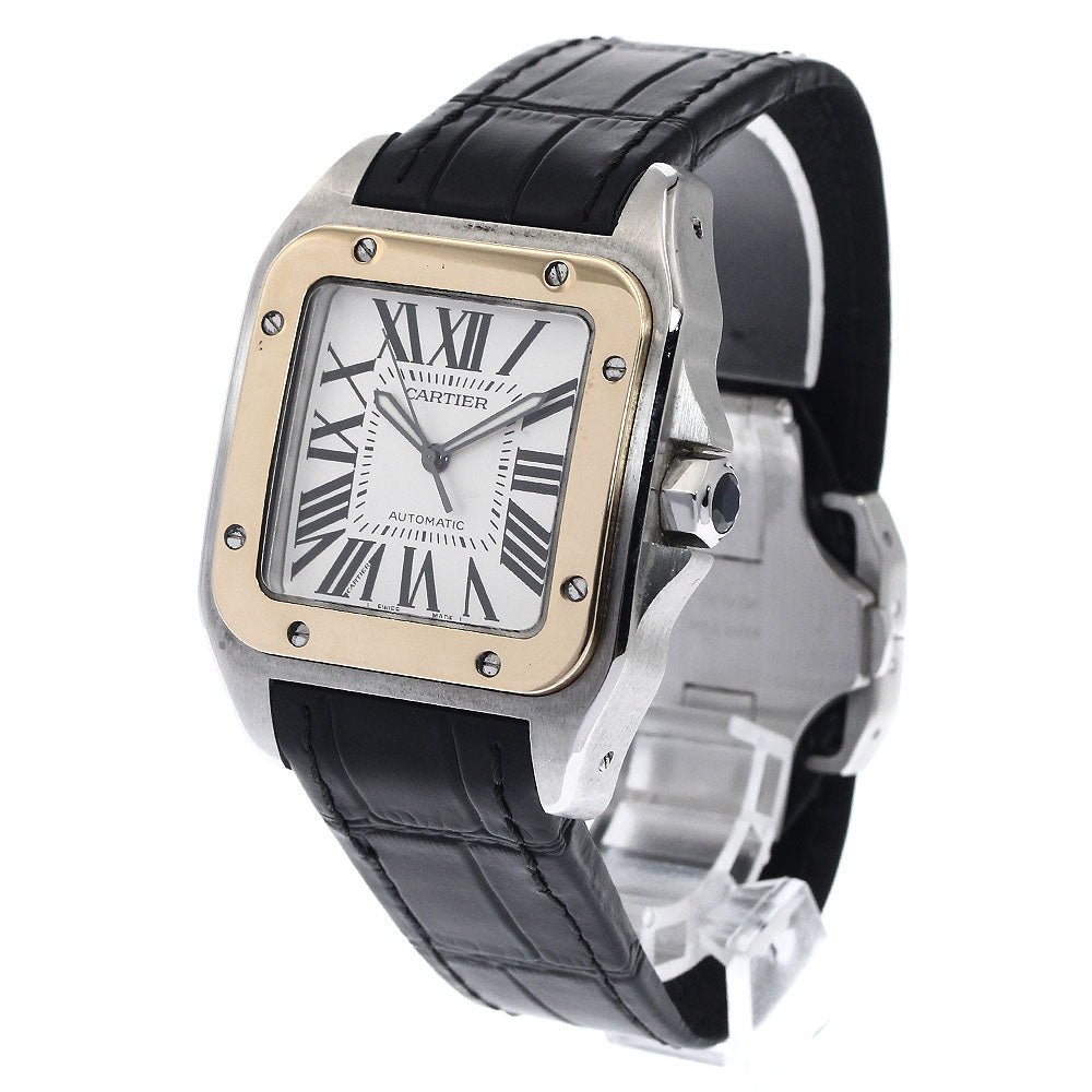 CARTIER Santos 100 LM W20072X7 K18YGBezel Silver Dial Automatic Men's Watch_885043