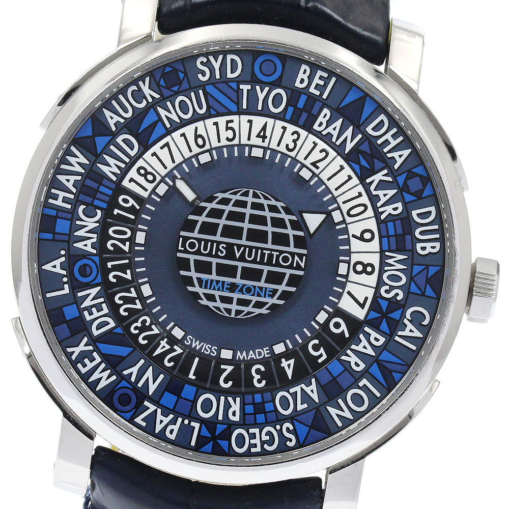LOUIS VUITTON Escal time zone Q5D22 World time Navy Dial Automatic Men's Watch_885044